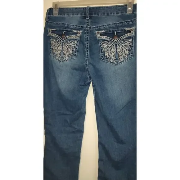 ANA Blue Denim Capris Jeans Women's SIZE 8 BLING Y2K Rhinestones Embellished 8 - Picture 7 of 14